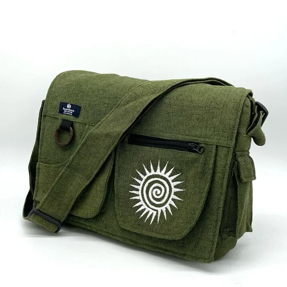 Multi pocket Cotton Embroidered Laptop Messenger Bag - Picture 1 of 15